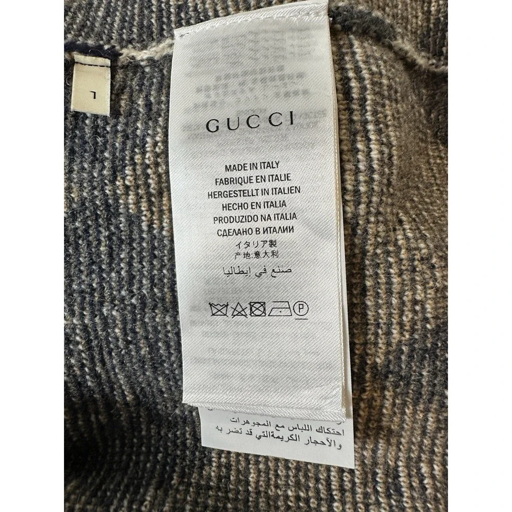 GUCCI Argyle Wool Equestrian AOP Pearl Button Cardigan Size Men's Large